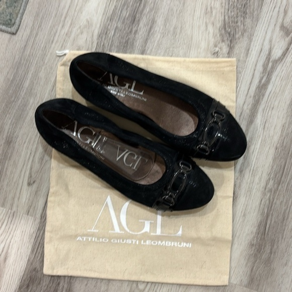 Attilio Giusti Leombruni Black Wedge Shoes with Suede Upper 9.5 EU 39.50